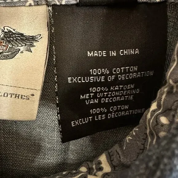 Harley Davidson Shirt Adult M Blue Denim Pearl Snap Rodeo Western Biker Womens - Picture 4 of 7